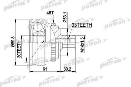 PCV1112 PATRON ШРУС наружн к-кт 33x53x30 ABS:45T AUDI: 80, 90 c ABS 4.88-7.94