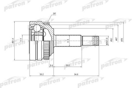 PCV1118 PATRON ШРУС наружн к-кт 22x52x22 ABS:29T OPEL: Astra F 94-98