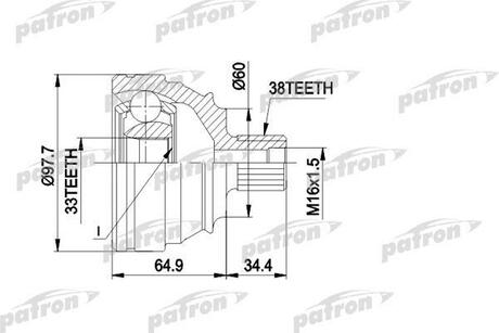 PCV1123 PATRON ШРУС наружн к-кт 38x60.2x33 VW: TRANSPORTER Т4 9.90-7.94