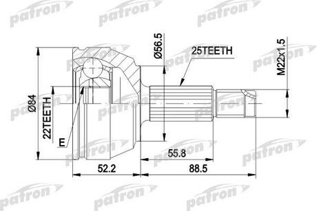 PCV1125 PATRON ШРУС наружн к-кт 25x55.5x22 FORD: ESCORT с ABS 9.90-