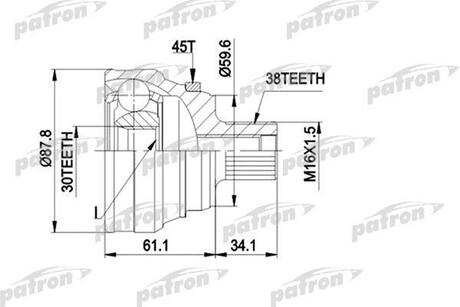 PCV1140 PATRON ШРУС наружн к-кт 38x59.5x30 ABS:45T AUDI: 100 с и без ABS 12.90-7.94, A6 6.94-
