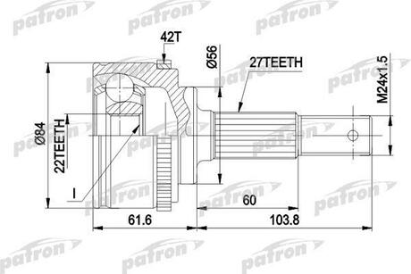 PCV1165 PATRON ШРУС наружн к-кт 27x56x22 ABS:42T NISSAN: PRIMERA с ABS 1.6-2.0 10.90-