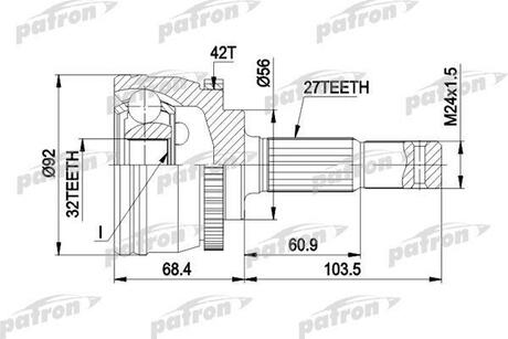 PCV1173 PATRON ШРУС наружн к-кт 27x56x32 ABS:42T NISSAN: PRIMERA с ABS 2.0 10.90-