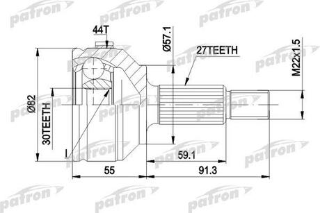 PCV1201 PATRON ШРУС наружн к-кт 27x57x30 ABS:44T FORD: MONDEO с и без ABS 1.93-