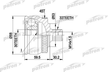 PCV1239 PATRON ШРУС наружн к-кт 33x53x30 ABS:45T VW: PASSAT 96-
