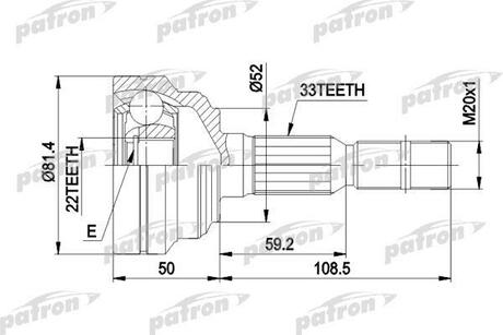 PCV1287 PATRON ШРУС наружн к-кт [Без ABS] OPEL: ASTRA G 1.4/1.6/1.7TD 98-