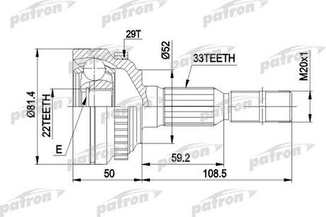 PCV1287A PATRON ШРУС наружн к-кт [С ABS] OPEL: ASTRA G 1.4/1.6/1.7TD 98-