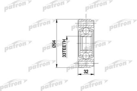 PCV3004 PATRON ШРУС внутр к-кт AUDI: 80, 90 1.3-2.0 80-88, VW: GOLF, JETTA, PASSAT, VENTO 1.6-1.8