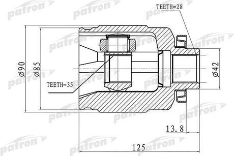 PCV3063 PATRON ШРУС внутр прав передн [A:28, B:35, D:90] Hyundai: Santa Fe II 2.7-2.2CRDI 06>