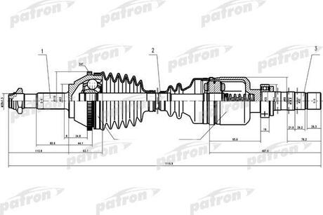 PDS0087 PATRON Полуось прав FIAT: Ducato, PEUGEOT: Boxer 2.0-2.5D MG5 94> 1.4Q +ABS колеса R16, Z: 41 в КПП