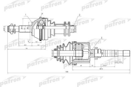 PDS0129 PATRON Полуось прав PEUGEOT: J5, CITROEN: C25,FIAT: Ducato 1.8-2.5TD