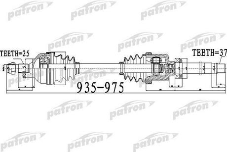 PDS0528 PATRON Полуось передний мост справа 25x935x58,5x37 PEUGEOT 3008 1.6 HDI 09- 308 CC (4B) 2.0 D 09-