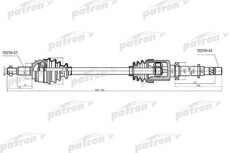 PDS4994 PATRON Полуось прав Renault: Kangoo 1.6/1.6 16V/1.5dCi 05> 922mm