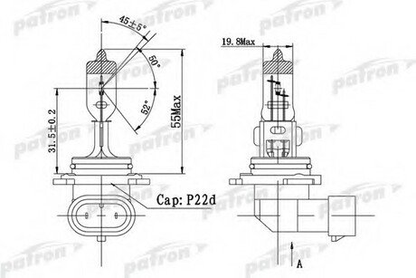 PLHB4-12/51 PATRON Лампа галогенная HB4 12V 51W P22d Сделано в Корее