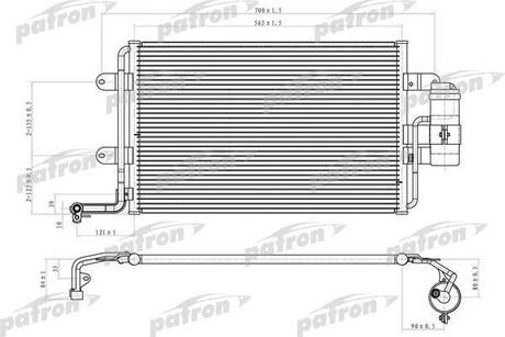 PRS1069 PATRON Радиатор кондиционера паяный AUDI: A3, SEAT: LEON, TOLEDO II, SKODA: OCTAVIA, VW: BORA, GOLF III, GOLF IV Variant, 1.4 16V/1.6/1.6 16V/1.6 FSI/1.8/1.8 T/1.9 SDI/1.9 TD