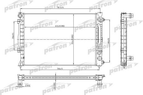 PRS3010 PATRON Радиатор системы охлаждения паяный AUDI: A6, A6 Avant 2.7/2.5TDi, 97-05