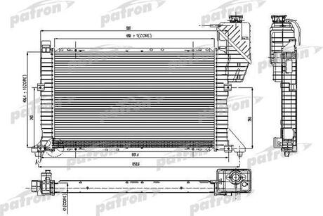 PRS3118 PATRON Радиатор системы охлаждения паяный (без крышки) MERCEDES-BENZ: SPRINTER 208 D,210 D, 212 D,214, 2.3/2.3D/2.9D M/T, 95-