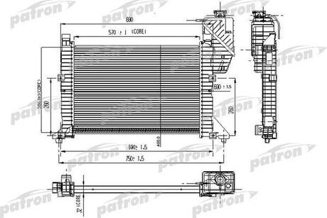 PRS3464 PATRON Радиатор системы охлаждения MERCEDES-BENZ: SPRINTER 2.3D, 95-99