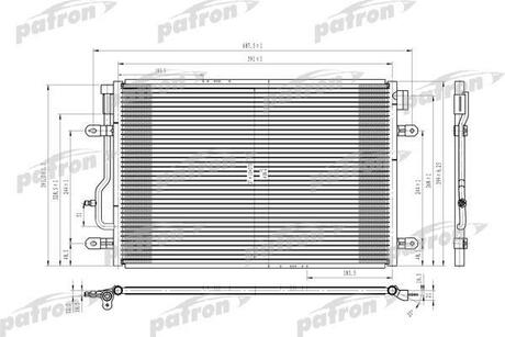 PRS3622 PATRON Радиатор кондиционера паяный AUDI: A4, A4 Avant 1.6/1.8 T/1.9TDI/2.0/2.4/2.5TDI/3.0/ quattro, 00-04