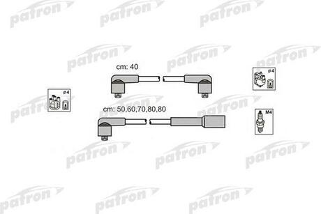 PSCI1010 PATRON Комплект проводов зажигания ABU4 AUDI: 100 84-90, 100 90-94, 200 83-91, 80 91-94, 90 84-87, 90 87-91, CABRIOLET 91-94, COUPE 81-88, COUPE 88-96, VW: PASSAT 83-88