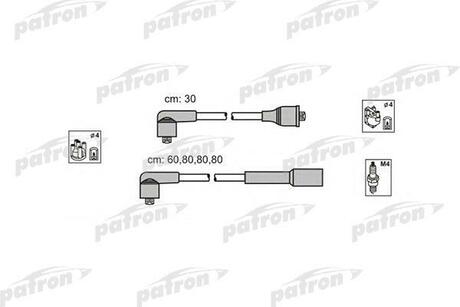 PSCI1012 PATRON Комплект проводов зажигания ABU2 AUDI: 100 82-90, 100 AVANT 82-90, 80 86-91, COUPE 82-88, COUPE 89-91