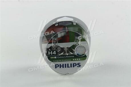 12342LLECOS2 PHILIPS Автолампа Philips 12342LLECOS2 LongLife EcoVision H4 P43t-38 55 W 60 W прозрачная