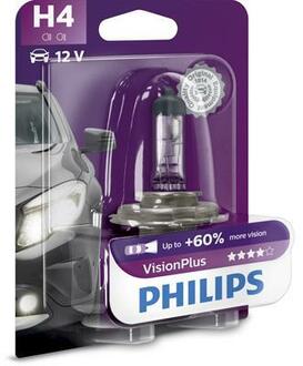 12342VPB1 PHILIPS Автолампа Philips 12342VPB1 VisionPlus H4 P43t-38 55 W 60 W прозрачная