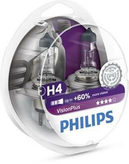 12342VPS2 PHILIPS Автолампа Philips VisionPlus H4 P43t-38 55 W 60 W прозрачная 12342VPS2