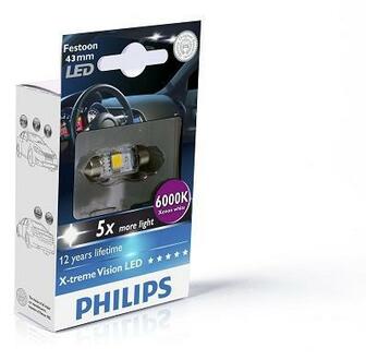 129466000KX1 PHILIPS Автолампа Philips 129466000KX1 X-tremeUltinon LED T10,5x43 SV8,5 1 W