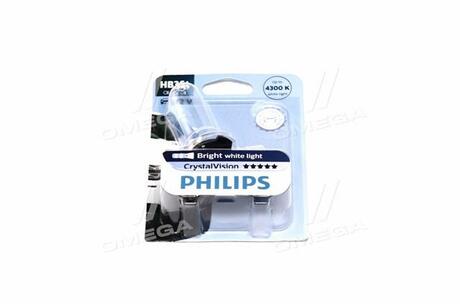 9005CVB1 PHILIPS Автолампа Philips 9005CVB1 CrystalVision HB3 P20d 65 W светло-голубая