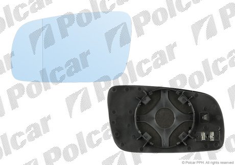 1323546E Polcar Стекло зеркала левое асферичное, с обогревом Audi A4(B5), A6(C4., VW Golf IV, Passat B5. (синее)