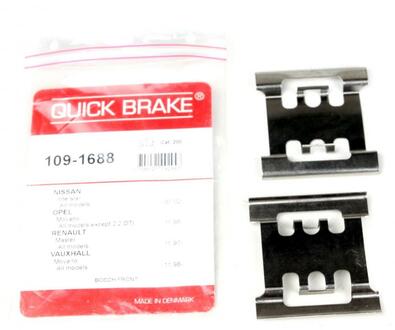 109-1688 QUICK BRAKE Комплект монтажный тормозных колодок Nissan Interstar 1.0/1.2/1.4/1.5 02>,OpelMovano 2.5D 98>