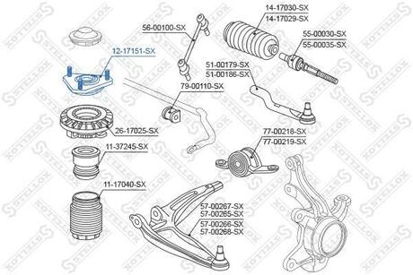 12-17151-SX STELLOX 12-17151-SX_опора амортизатора переднего!\ Honda Civic FK -2006