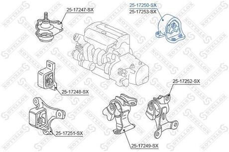 25-17250-SX STELLOX 25-17250-SX_подушка двигателя задняя!\ Honda CR-V RD4/RD5/RD6/RD7/RD9 2001-2006