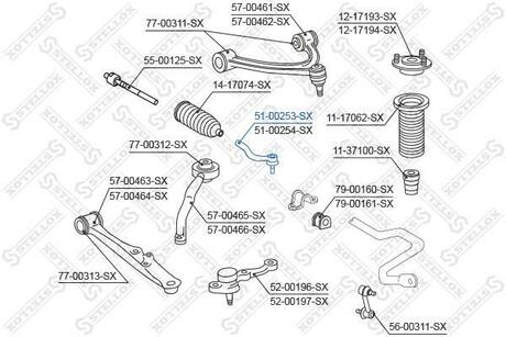 51-00253-SX STELLOX 51-00253-SX_наконечник рулевой левый!\ Toyota Altezza/Lexus IS200/300 GXE10/JCE10