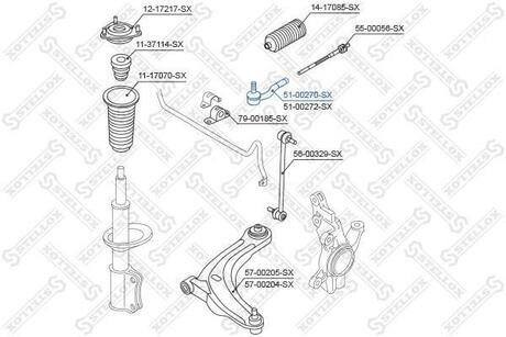 51-00270-SX STELLOX 51-00270-SX_наконечник рулевой левый!\ Mazda 2 1.3-1.5 07>