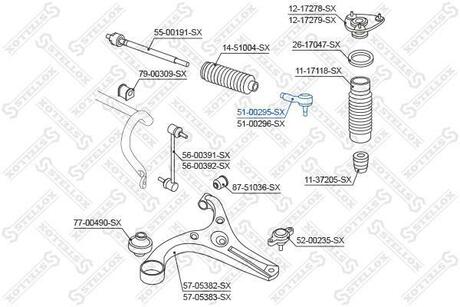 51-00295-SX STELLOX 51-00295-SX_наконечник рулевой левый!\ Hyundai Verna 05>