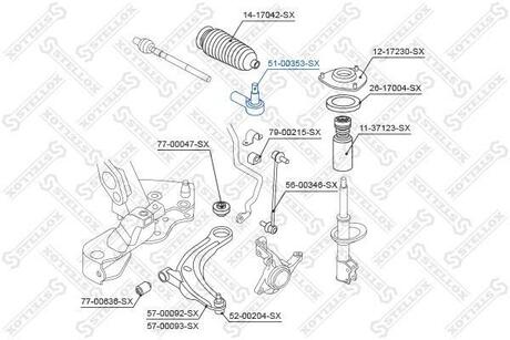 51-00353-SX STELLOX 51-00353-SX_наконечник рулевой!\ Citroen C-Crosser, Peugeot 4007 2.4 16V/2.2HDi 07>