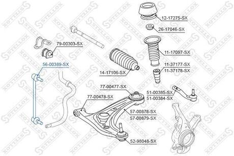 56-00389-SX STELLOX 56-00389-SX_тяга стабилизатора переднего!\ Toyota Yaris 1.0-1.3/1.4D-4D 06>