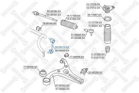 56-00419-SX STELLOX 56-00419-SX_тяга стабилизатора переднего левая!\ Hyundai Accent/Verna all 03>