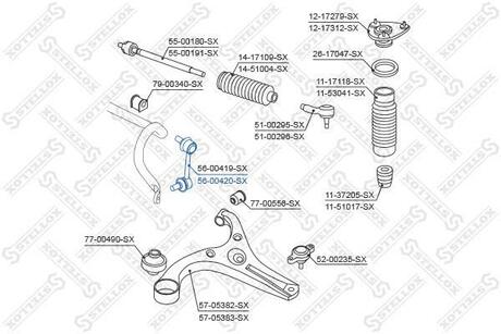 56-00420-SX STELLOX 56-00420-SX_тяга стабилизатора переднего правая!\ Hyundai Accent/Verna all 03>