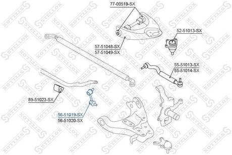 56-51019-SX STELLOX 56-51019-SX_тяга стабилизатора переднего левая!\ Hyundai Terracan all 01>