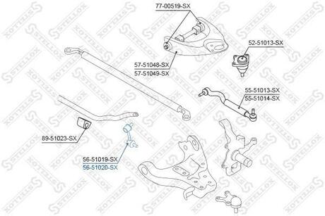 56-51020-SX STELLOX 56-51020-SX_тяга стабилизатора переднего правая!\ Hyundai Terracan all 01>