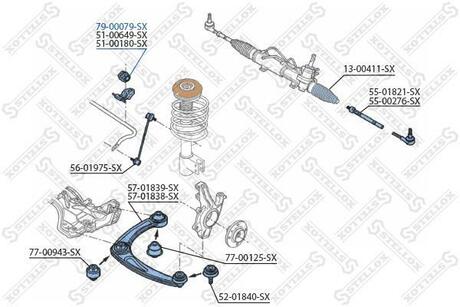 79-00079-SX STELLOX 79-00079-SX_втулка стабилизатора переднего центральная! d22\ Peugeot 307 1.4-2.0/1.4HDi/2.0HDi 01>