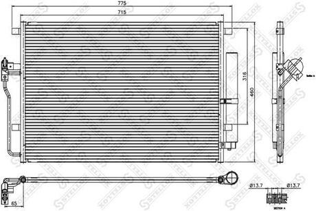 87-28002-SX STELLOX 87-28002-SX_радиатор кондиционера! 680x460x16 \MB Sprinter III 06>