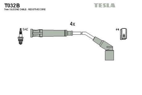 T032B TESLA Провода зажигания
