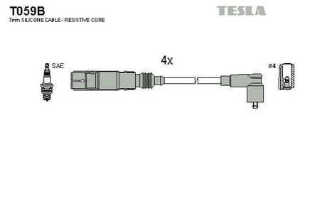 T059B TESLA Комплект проводов Audi A4/VW 1.6i AEH, AKL