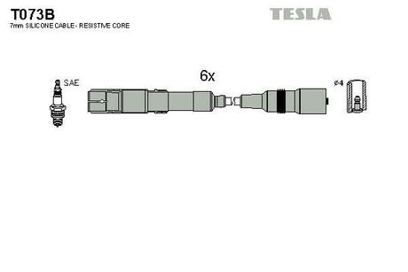 T073B TESLA Комплект проводов Audi 100/A6 2.6, 2.8i 91-97