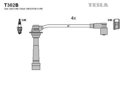 T302B TESLA Комплект проводов Mazda Xedos 1.6 16v 96-