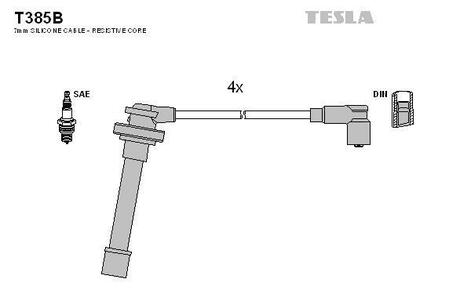 T385B TESLA Комплект проводов Nissan Micra 1.0-1.3 16v 92-00